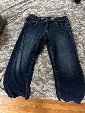Pilcro Dark Indigo Cropped Straight Jeans
